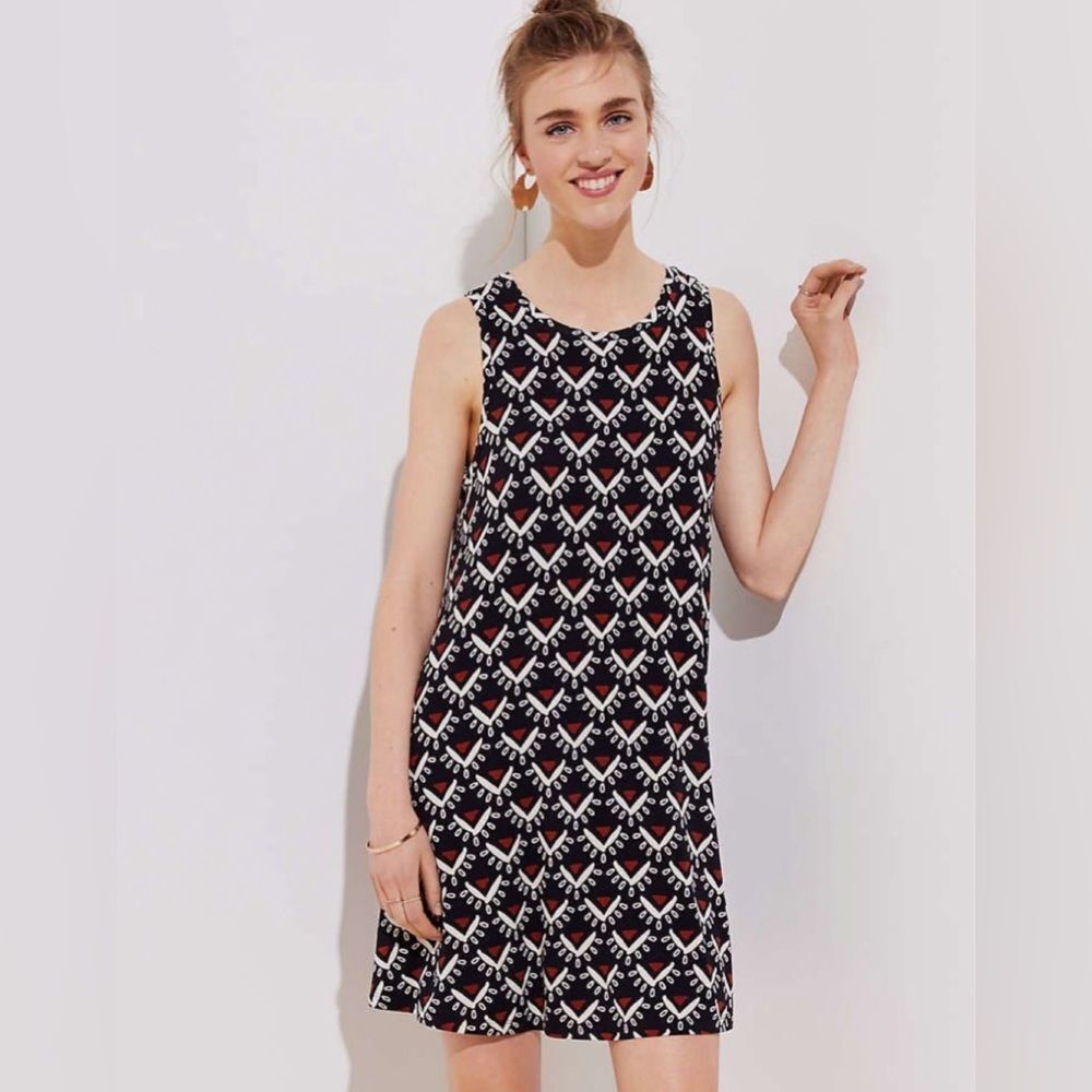 Loft Sun Valley smocked back swing shift dress size medium